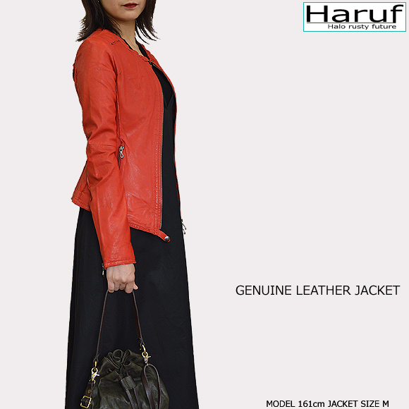 ノーカラー 革ジャン レディース kp410redmod2