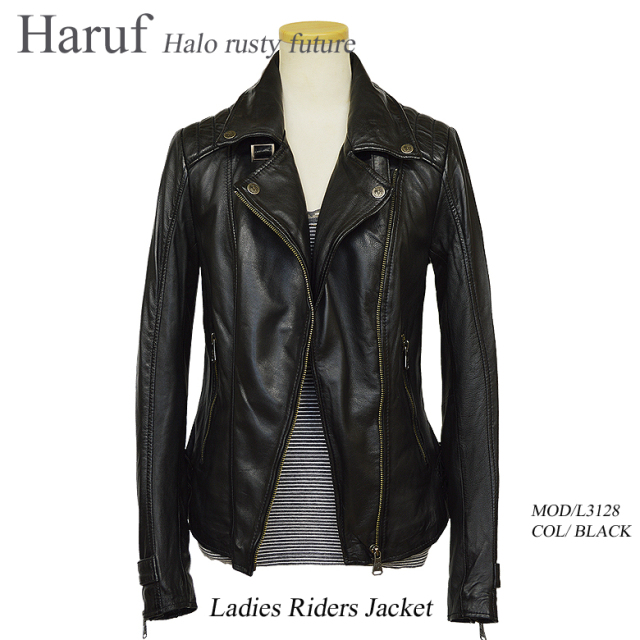 本革 ダブルライダースジャケット レディース l3128bknn