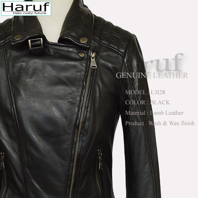 本革 ダブルライダースジャケット レディース l3128bks2n