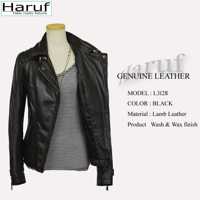 本革 ダブルライダースジャケット レディース l3128bks7n