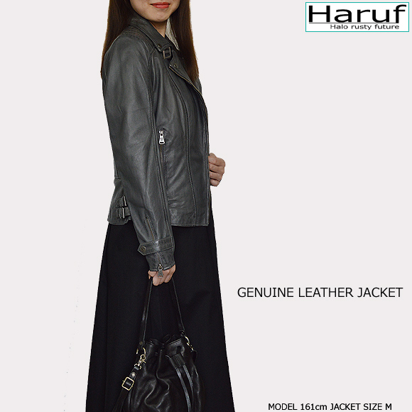 本革 ダブルライダースジャケット レディース l3128grymod2n