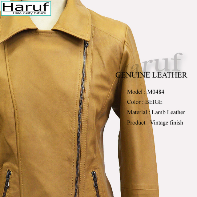 Haruf】ハルフブランドの本革ラムレザーダブルライダースジャケット