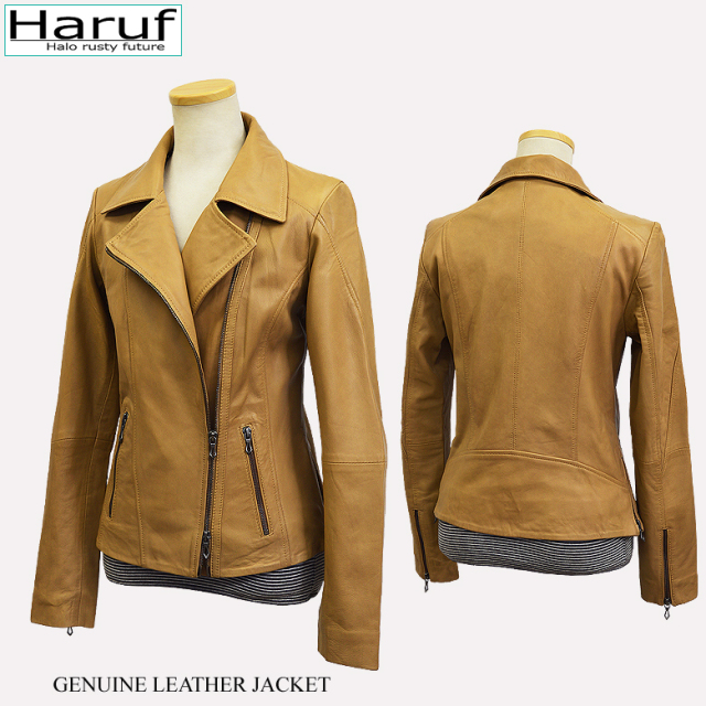 Haruf】ハルフブランドの本革ラムレザーダブルライダースジャケット