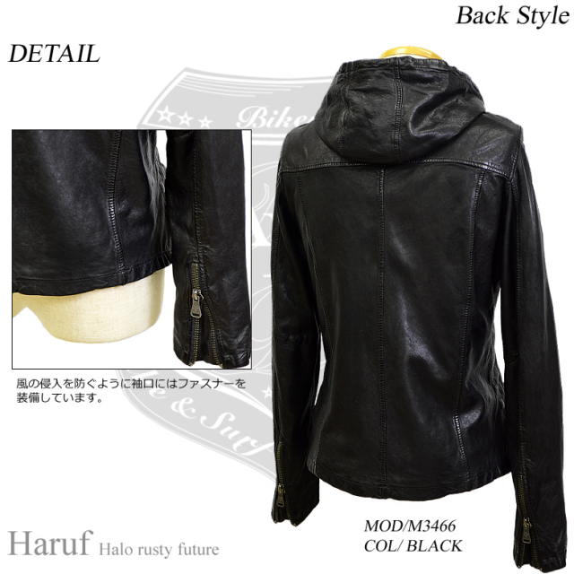 革ジャン フード m3466bkback