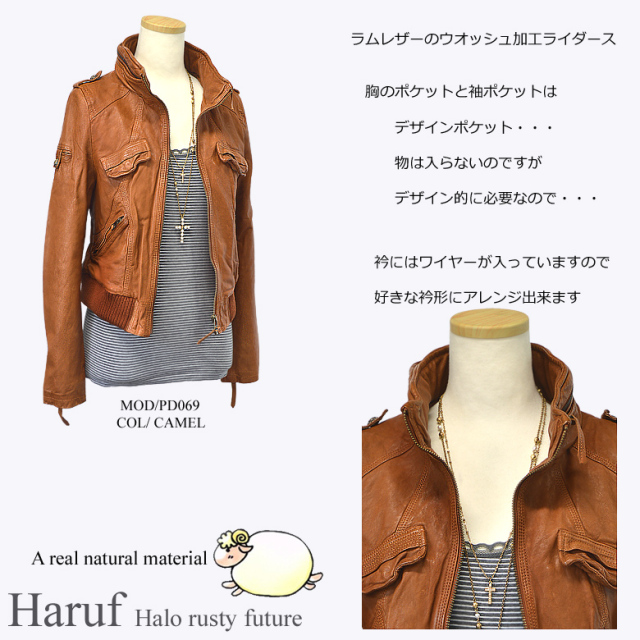 本革 ライダースジャケット レディース pd069cam2