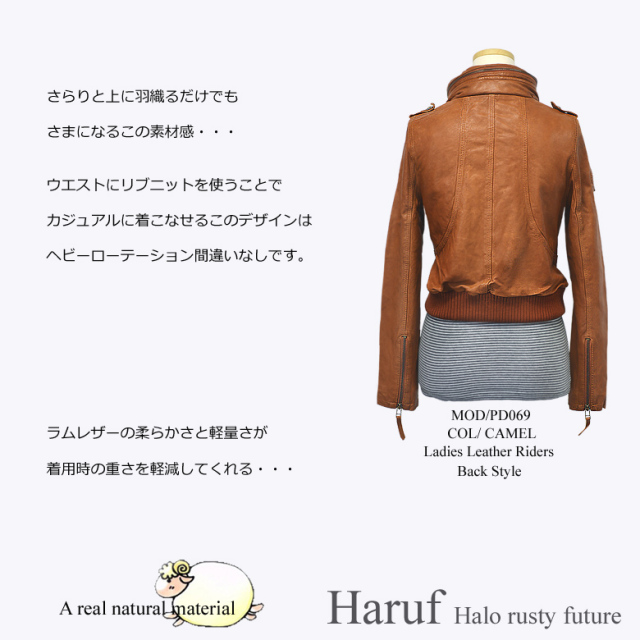 本革 ライダースジャケット レディース pd069cam4