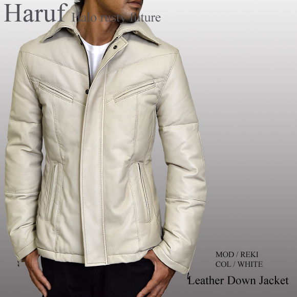 ダウンジャケット 本革 rekiwhifrontmod