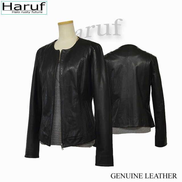 本革 ノーカラージャケット レディース solenebks3n