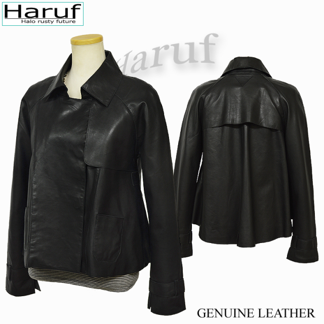 本革 ショートトレンチコート レディース stl01bks3