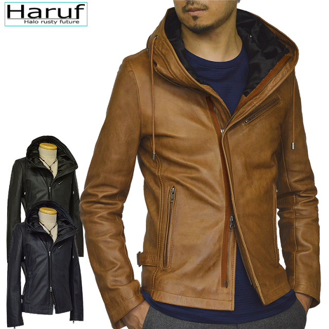 本革 レザージャケット フード メンズ tqp132cam