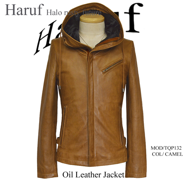 本革 レザージャケット フード キャメル メンズ TQPUSA132CAM