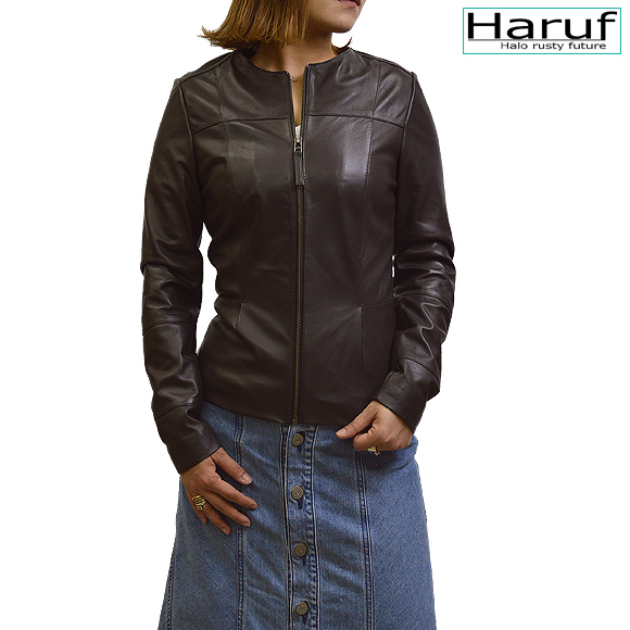 レザージャケット ノーカラー 本革 レディース特集 ハルフレザー