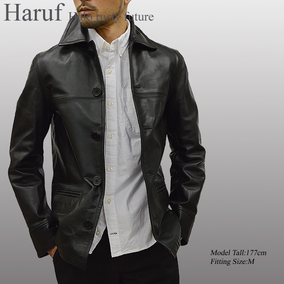 レザージャケットライダースジャケット革ジャン皮ジャン本革メンズカバーオール黒ブラックカウレザー牛革Haruftqpstbkmod3n