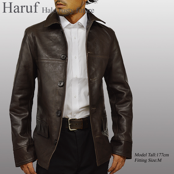 Haruf 本革 レザーカーコート レザージャケット メンズ カバーオール