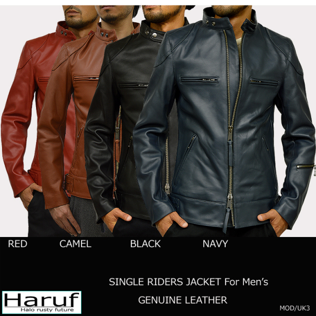 本革 シングルライダースジャケット メンズ uk3colornew