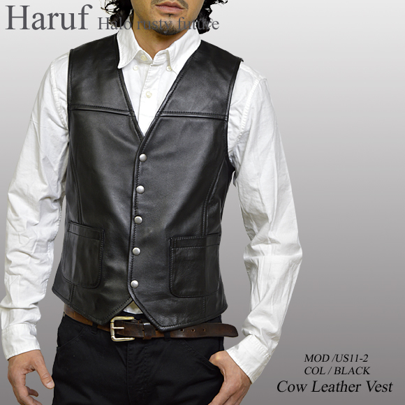 レザーベスト ブラック us112bkmod