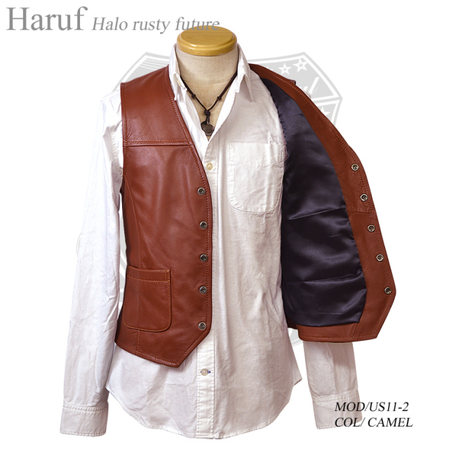 レザーベスト キャメル us112camlastn
