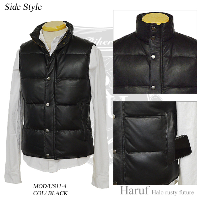 ダウンベスト レザーベスト メンズ us114bk2n