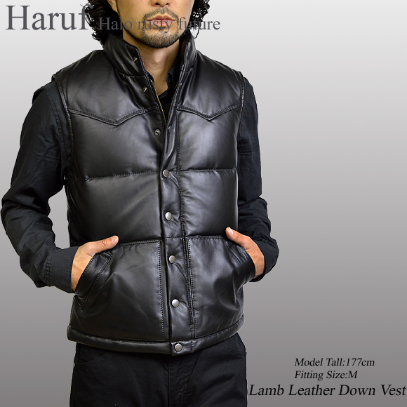 本革 ダウンベスト メンズ us115bkmod1