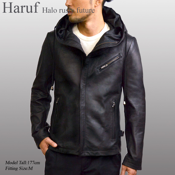 本革 フード付き レザージャケット メンズ usa132bkmod1