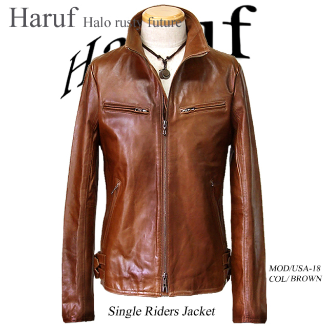 Haruf メンズ レザージャケット ライダースジャケット 本革 キャメル特集