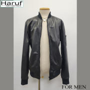 【超お得】【アウトレットセール】メンズ サンプルセール レザージャケット MA-1 フライトジャケット 本革 ラムレザー ブラック Mサイズ NO2980