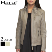 レディース】本革レザージャケット 革ジャン グレー特集 Haruf