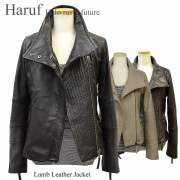 レディース】本革レザージャケット 革ジャン グレー特集 Haruf