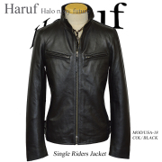 Haruf ブラック レザー シングルライダースジャケット　馬革 Haruf 馬革 ライダースジャケット メンズ 本革 レザージャケット