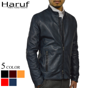 Haruf メンズ レザージャケット ライダースジャケット ブルー/ネイビー特集 