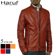 Haruf メンズ レザージャケット ライダースジャケット 革ジャン