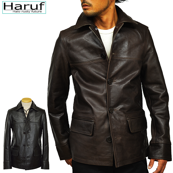 レザージャケットライダースジャケット革ジャン皮ジャン本革メンズカバーオールブラウンカウレザー牛革Haruftqpstbr