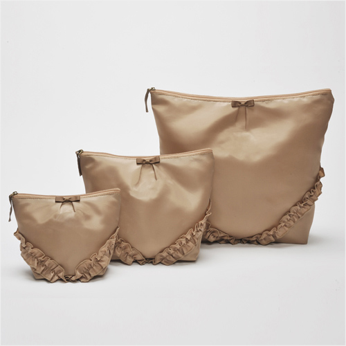 フリルポーチ3点セット ベージュ［イニシャルなし］