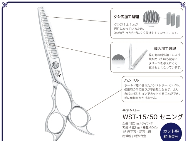 ワンクス モアケリー WST-15/50 セニング(Wanx/カット率50%) ハサミ屋