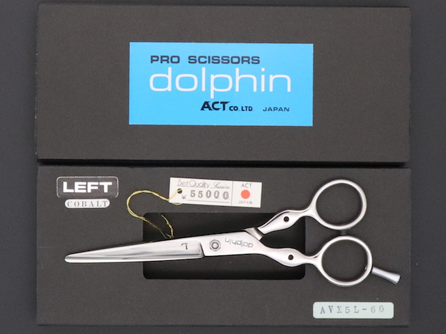 dolphin　AVX5L60　左利き用　セルフカット用　中古シザー
