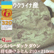 【日本製】【送料無料】ウクライナ産 シルバーダックダウン 85％ 羽毛掛けふとん 羽毛布団 ダウンパワー320 クイーン 210×210cm