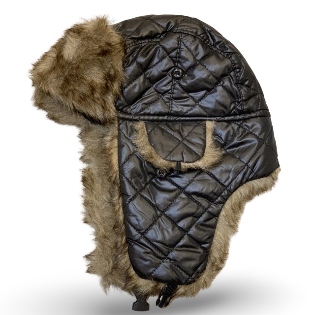 Quilted Black Pilot Cap/飛行帽