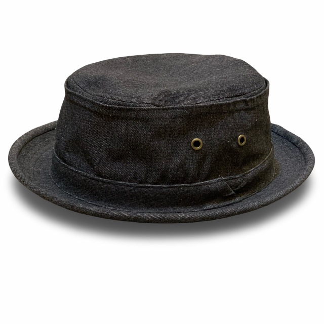 Big Size Black Denim Pork Pie Hat 62cm