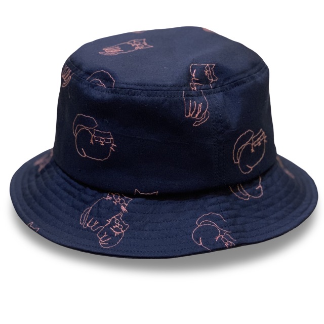 Cat  Bucket Hat3/Made In Tokyo KNOWLEDGE　 猫刺繡バケットハット