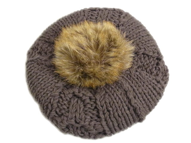 【KNOWLEDGE（ナレッジ）】　Fur Pompon Knit Beret