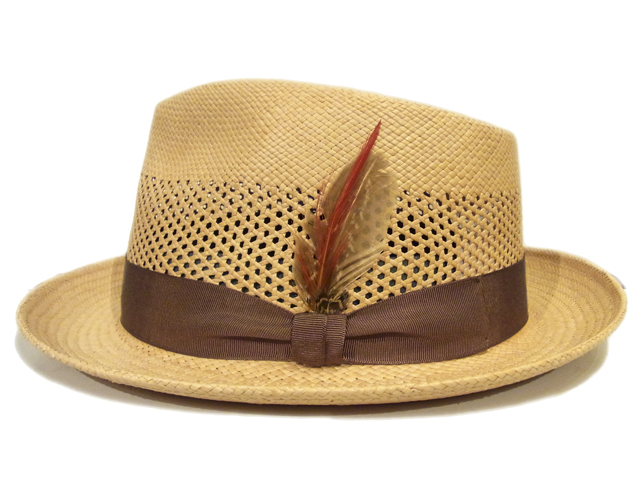 HABIG】Teardrop Panama Hat麦わら帽子ベージュ羽根付き HABIG】Teardrop Panama Hat麦わら帽子ベージュ羽根付き
