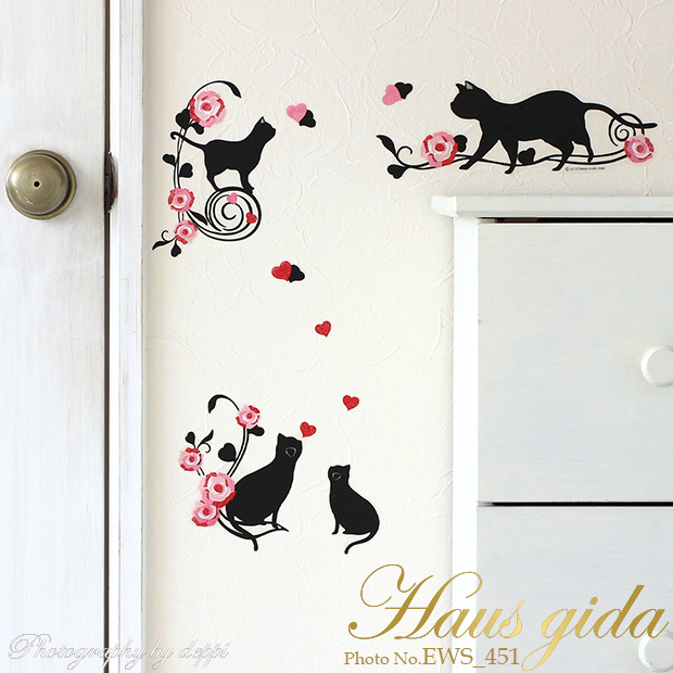 【グリッター・ネコとバラ】きらきら 日本製・シルクスクリーン印刷【ゆうパケット対応・A4サイズ】