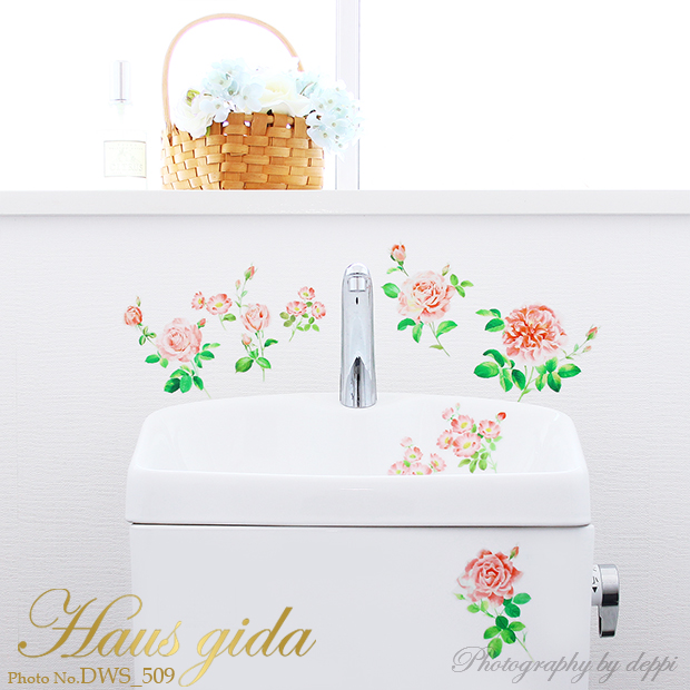 【消臭抗菌・イングリッシュローズ】A4サイズ貼ってはがせるウォールステッカー・日本製【ゆうパケット対応】