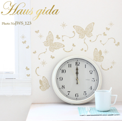 【きらきらビーズのちょう】貼ってはがせるウォールステッカー  金色+グリッター印刷で繊細にきらきらします【日本製・シルクスクリーン印刷  ゆうパケット対応・A4サイズ】