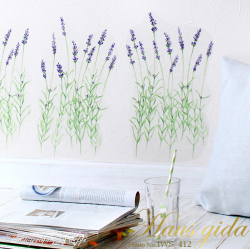 受注生産【大きなラベンダー畑】 大きな 貼ってはがせる ラベンダーのウォールステッカー 日本製【42cm×90cm】