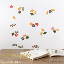 【木の葉あわせ】ウォールステッカーで楽しむ切り絵作家CHIKUの世界【ゆうパケット対応・A4サイズ】