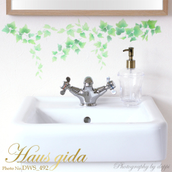 【消臭抗菌・アイビーステンシル】貼ってはがせるウォールステッカー 日本製【ゆうパケット対応・A4サイズ】