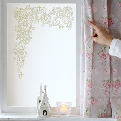 【ガラス専用　きらきらポピーガーデン】すうーっと貼ってはがせる  国産 シルクスクリーン印刷【ゆうパケット対応　A4サイズ】