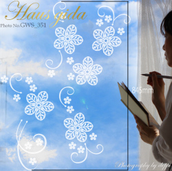 【ガラス専用  大きなフラワー   A2サイズ】+【ガラス専用クリスマス雪だるま A4サイズ】すうーっと貼ってはがせる  ふちが透き通っていて、ガラスに貼るとキレイ【日本製】