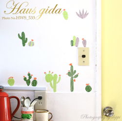 【消臭抗菌・サボテン】A4サイズ貼ってはがせるウォールステッカー・日本製【ゆうパケット対応】